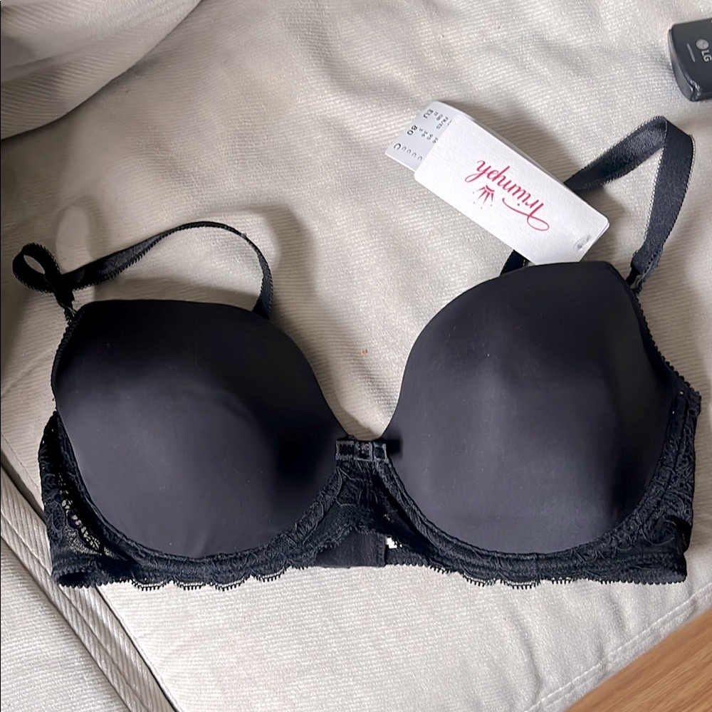 Black Lace Trim Bra